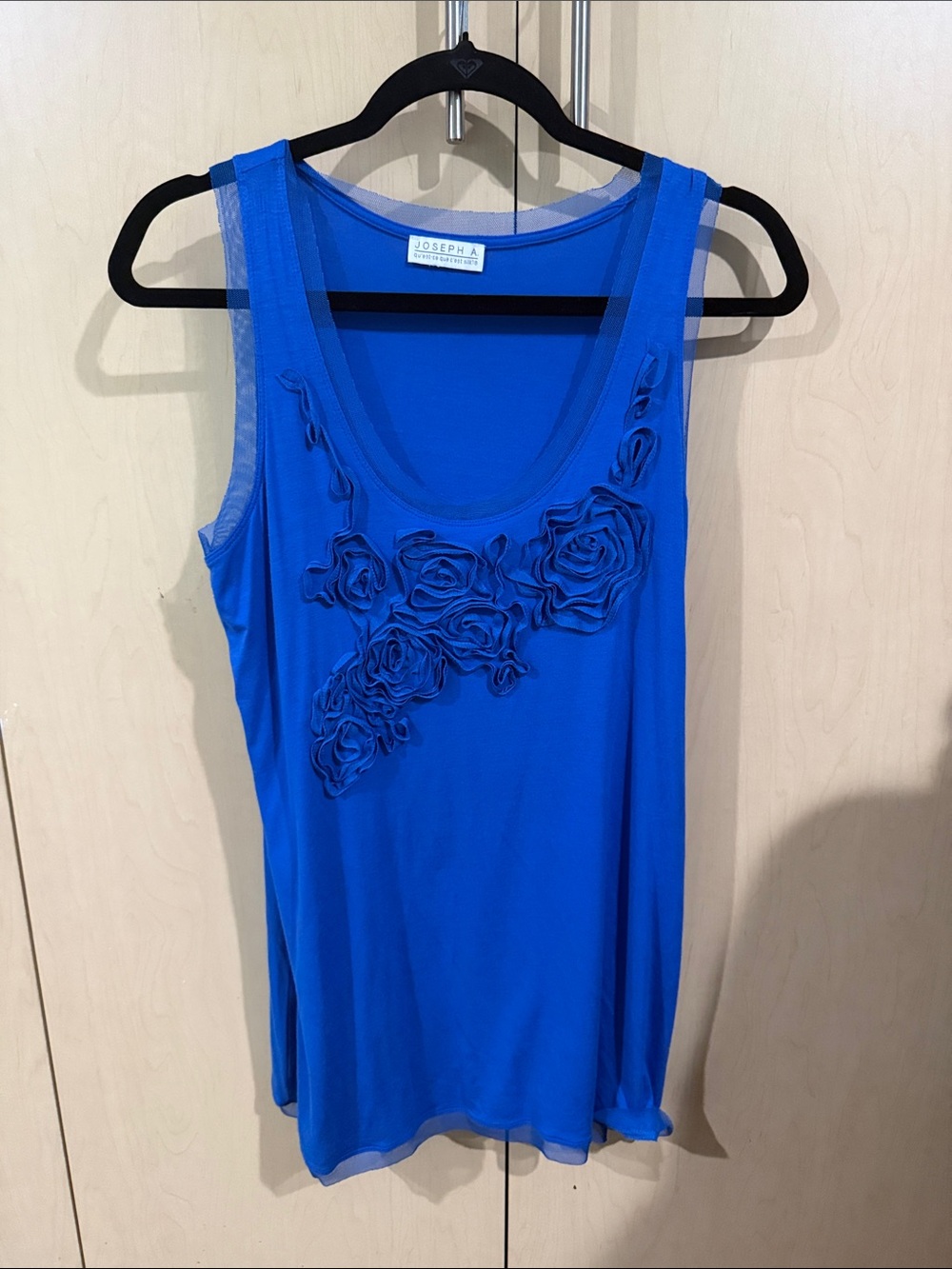 Joseph A Cobalt Blue Floral Rosette Tank Top